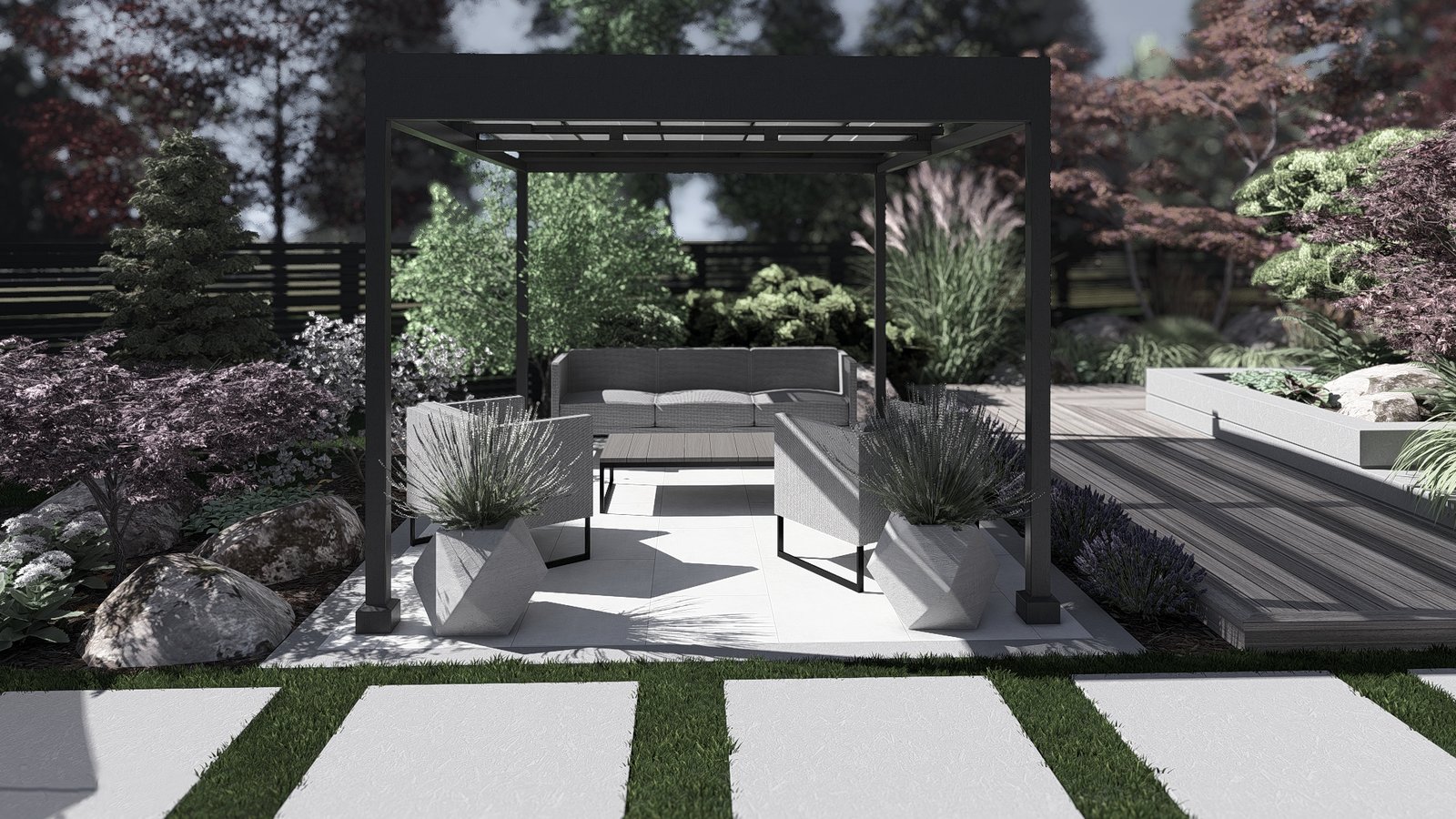 Full backyard landscape Oakville Ontario