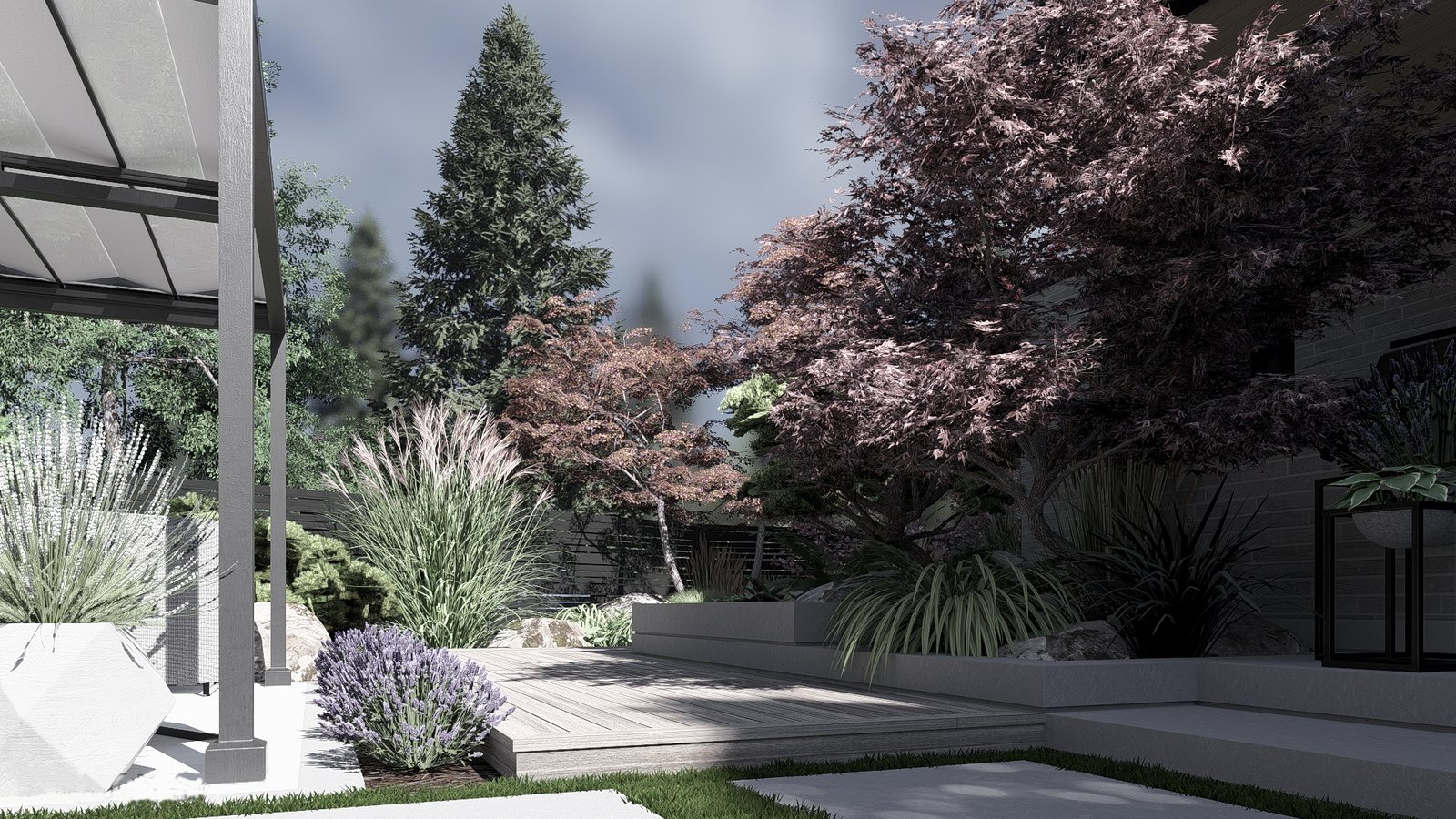 Outdoor lounge area Oakville landscape design